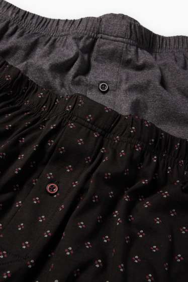 Heren - Set van 2 - boxershorts - jersey - grijs / zwart