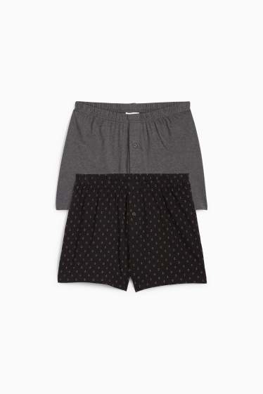 Heren - Set van 2 - boxershorts - jersey - grijs / zwart