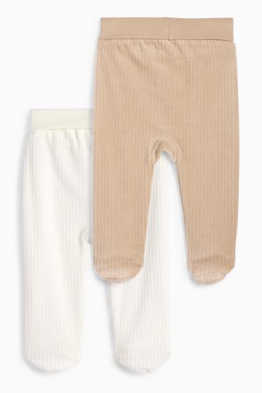 Unisex - Set van 2 - beertje - baby-pyjamabroek - geribd - wit
