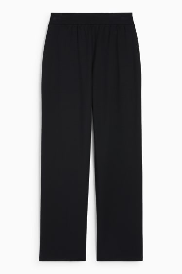Dámské - Žerzejové kalhoty basic - mid waist - straight fit - černá