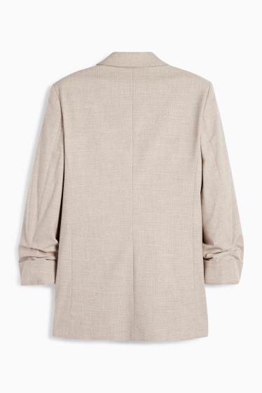 Women - Long blazer - regular fit - textured - beige