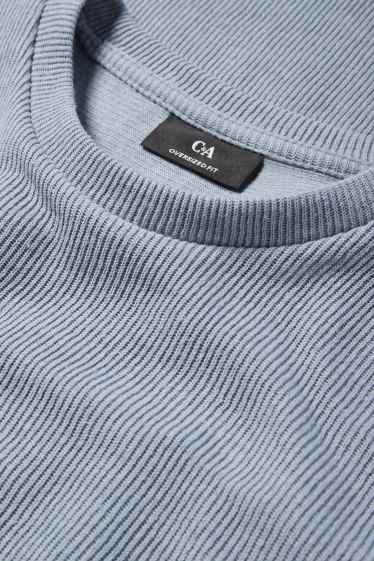 Herren - T-Shirt - Oversized - gerippt - hellblau