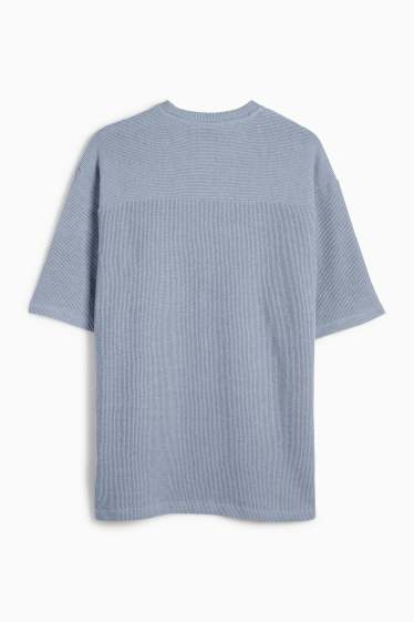 Herren - T-Shirt - Oversized - gerippt - hellblau