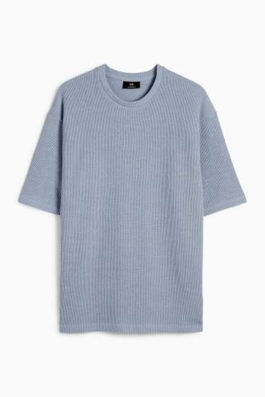 Herren - T-Shirt - Oversized - gerippt - hellblau