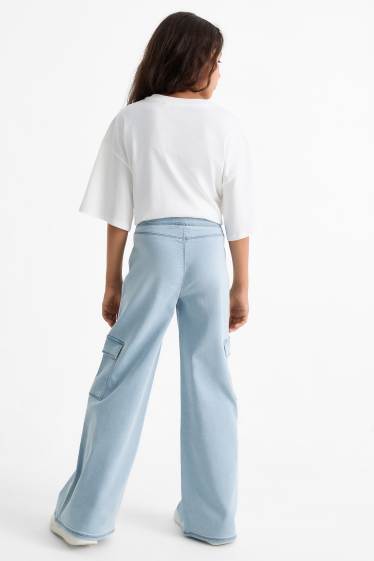 Copii - Fete - Cargo jegging jeans - albastru deschis
