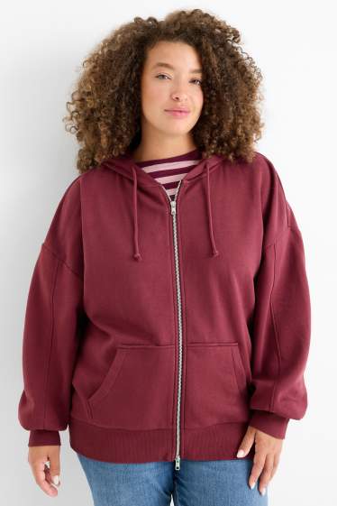 Damen - Sweatjacke mit Kapuze - bordeaux