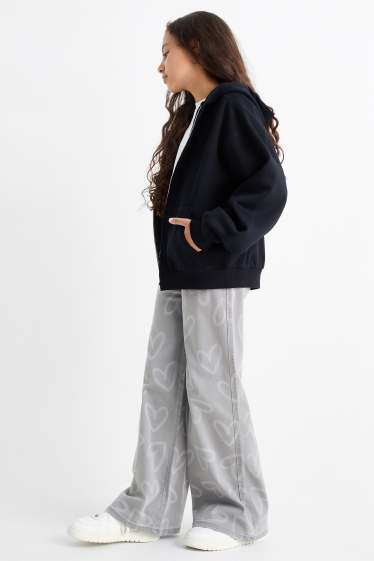 Bambine - Motivo cuore - jeans a gamba larga - jeans grigio chiaro