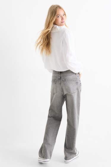 Femmes - Jean baggy - mid waist - jean gris clair