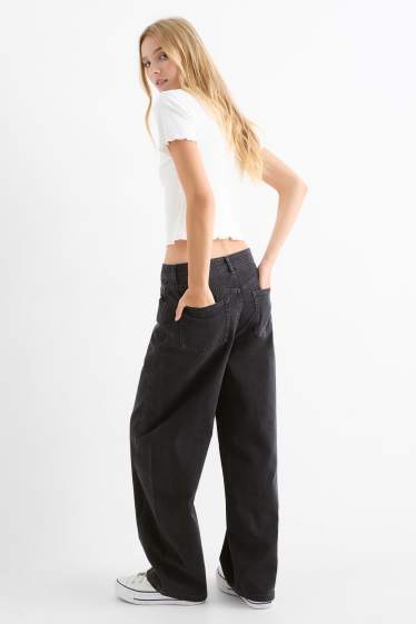 Damen - Balloon Jeans - Mid Waist - dunkeljeansgrau