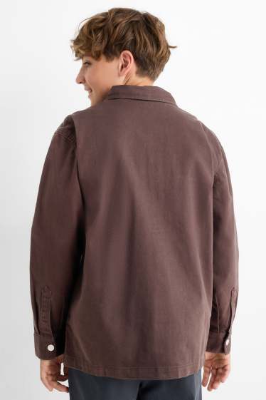 Children Boys - Denim shirt - dark brown