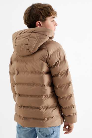 Bambini - Giacca trapuntata con cappuccio - idrorepellente - marrone