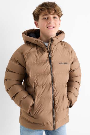 Bambini - Giacca trapuntata con cappuccio - idrorepellente - marrone