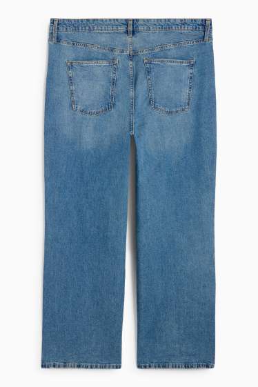 Women - Wide leg jeans - high waist - blue denim