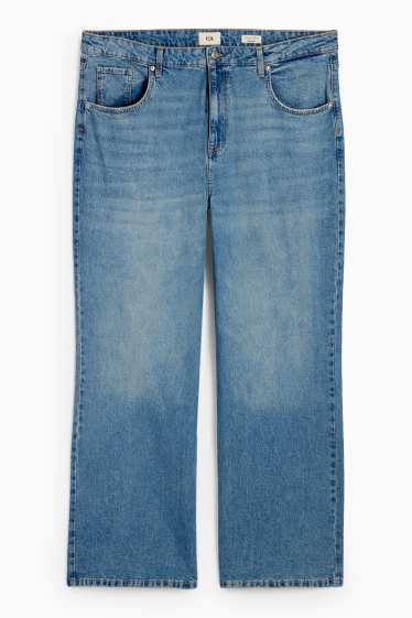 Women - Wide leg jeans - high waist - blue denim