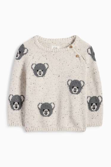 Unisex - Bärchen - Baby-Pullover - cremeweiss