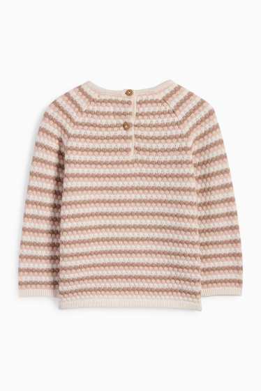 Baby Mädchen - Baby-Pullover - gestreift - strukturiert - rosa
