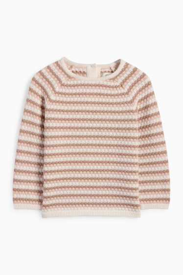 Baby Mädchen - Baby-Pullover - gestreift - strukturiert - rosa