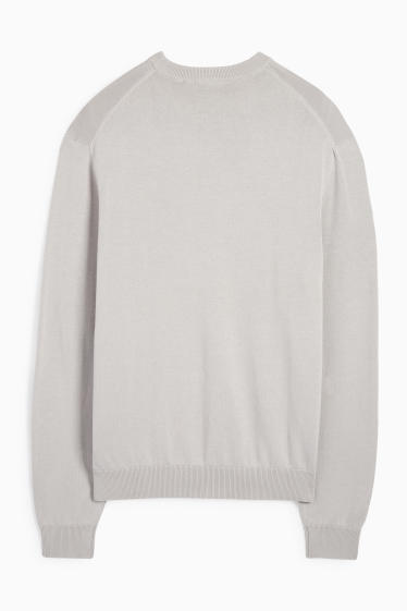 Herren - Feinstrick-Pullover - hellgrau