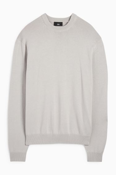 Herren - Feinstrick-Pullover - hellgrau