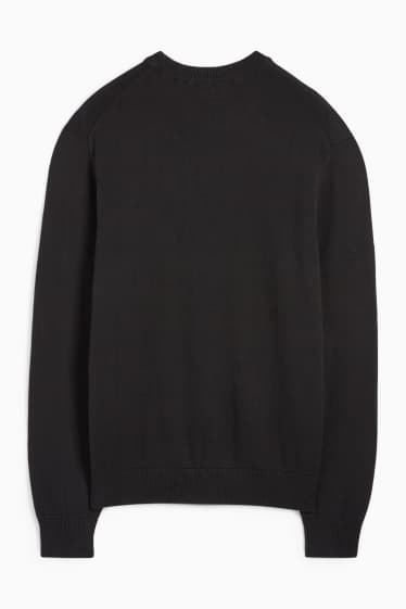 Men - Fine knit jumper - black