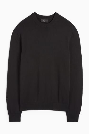 Men - Fine knit jumper - black