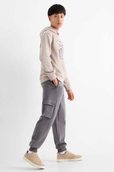 Enfants garçons - Pantalon de jogging cargo - gris foncé