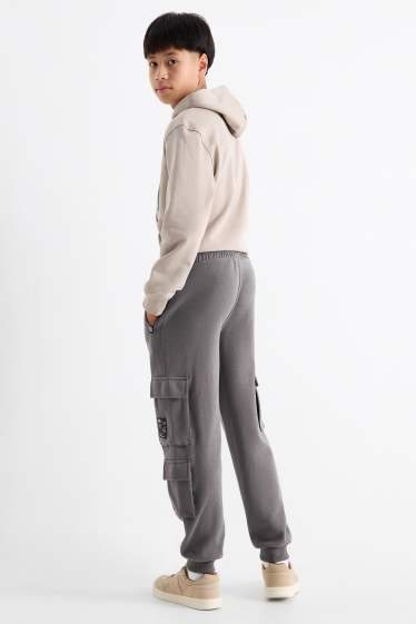 Enfants garçons - Pantalon de jogging cargo - gris foncé