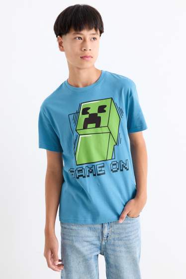 Kinder Jungen - Multipack 2er - Minecraft - Kurzarmshirt - blau / beige