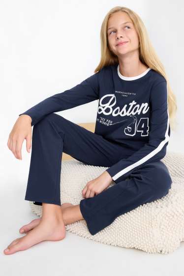 Kinder Mädchen - Boston - Pyjama - 2 teilig - dunkelblau