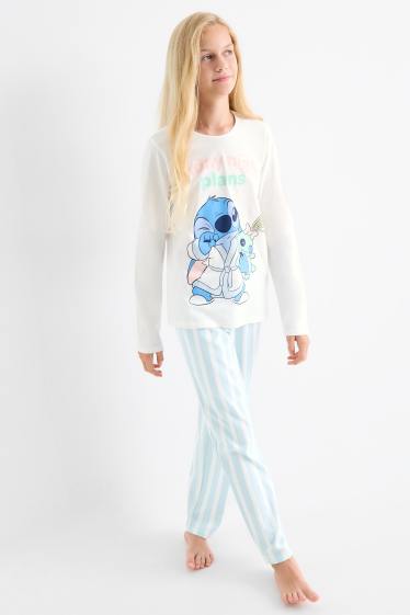 Bambine - Confezione da 2 - Lilo & Stitch - pigiama - 4 pezzi - bianco / fucsia