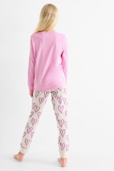 Children Girls - Love graffiti - pyjamas - 2 piece - rose