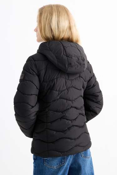 Children Girls - Quilted jacket with hood - water-repellent - black