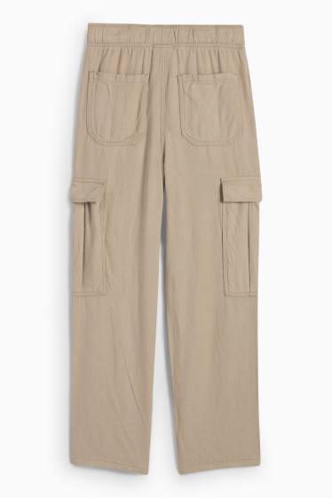 Kinder Jungen - Cargohose - Leinen-Mix - hellbeige