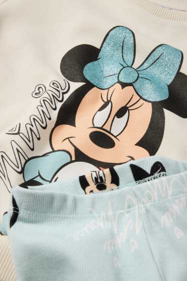 Děti - dívky - Minnie Mouse - souprava - mikina a flared legíny - krémově bílá