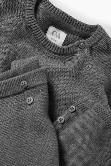 Unisex - Outfit pro miminka - žebrovaný - 2dílný - tmavošedá