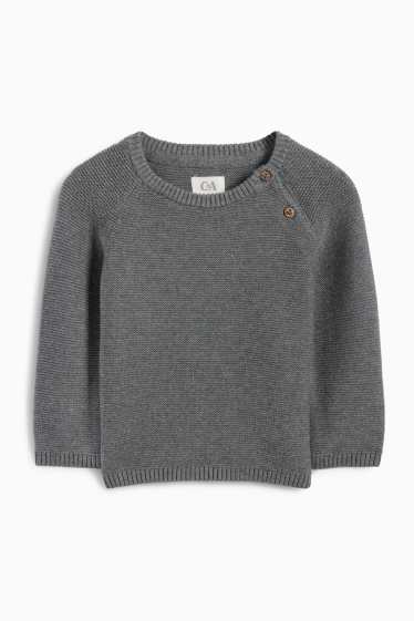 Unisex - Outfit pro miminka - žebrovaný - 2dílný - tmavošedá