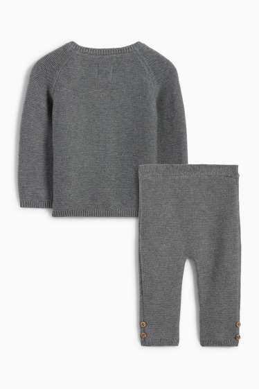 Unisex - Outfit pro miminka - žebrovaný - 2dílný - tmavošedá