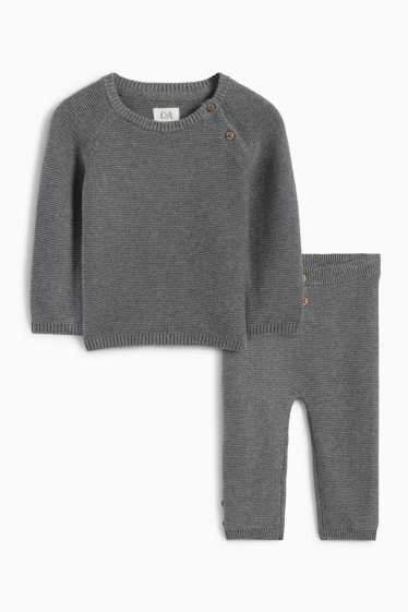 Unisex - Outfit pro miminka - žebrovaný - 2dílný - tmavošedá