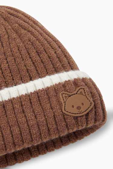 Baby Jungen - Fuchs - Baby-Strickmütze - gerippt - braun