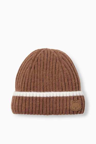Baby Jungen - Fuchs - Baby-Strickmütze - gerippt - braun