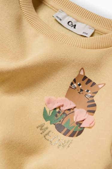 Bambine - Gatto - set - felpa e borsa - 2 pezzi - giallo
