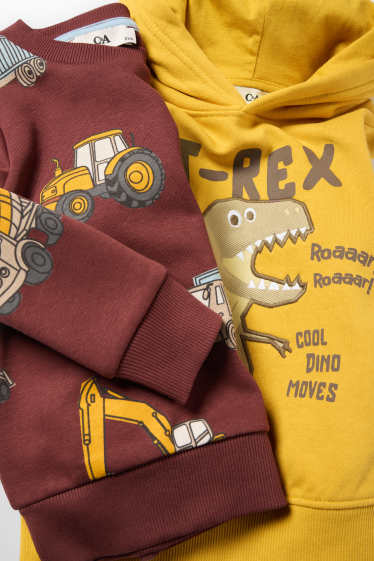 Kinder Buben - Multipack 2er - Fahrzeuge und Dino - Hoodie und Sweatshirt - hellorange