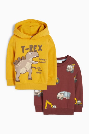 Kinder Buben - Multipack 2er - Fahrzeuge und Dino - Hoodie und Sweatshirt - hellorange