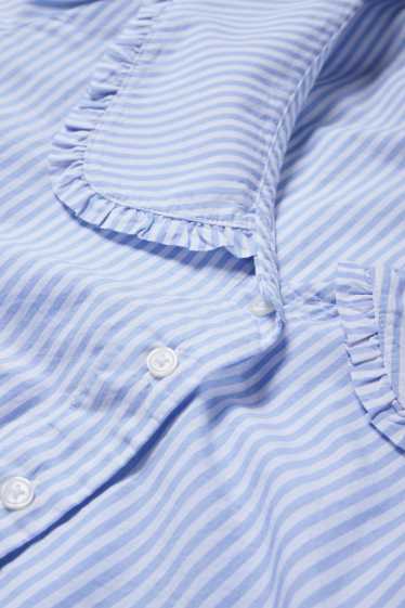 Donna - Blusa con scollo a V - a righe - bianco / azzurro