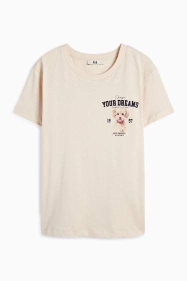 Damen - T-Shirt - Oversized - hellbeige