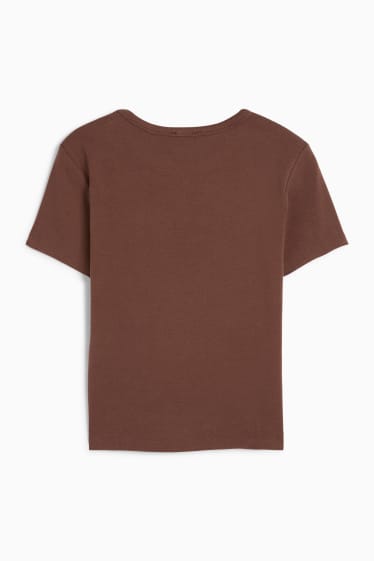 Damen - T-Shirt - Slim Fit - braun