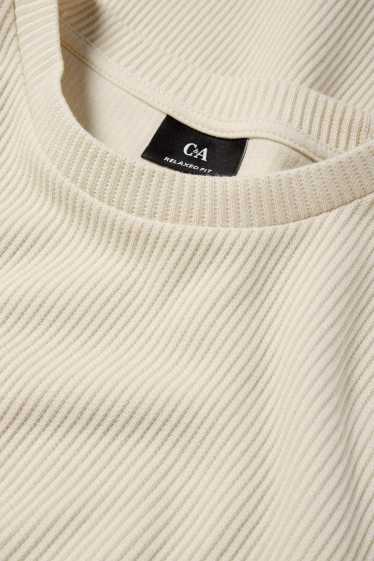 Herren - T-Shirt - Relaxed Fit - gerippt - cremeweiß