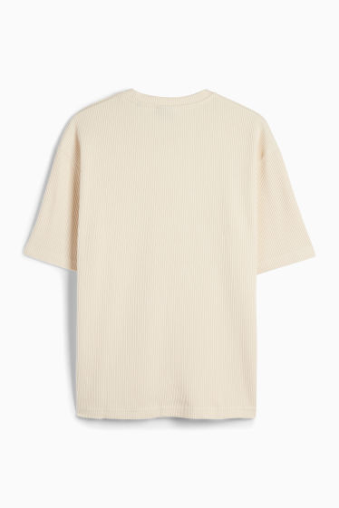 Herren - T-Shirt - Relaxed Fit - gerippt - cremeweiß