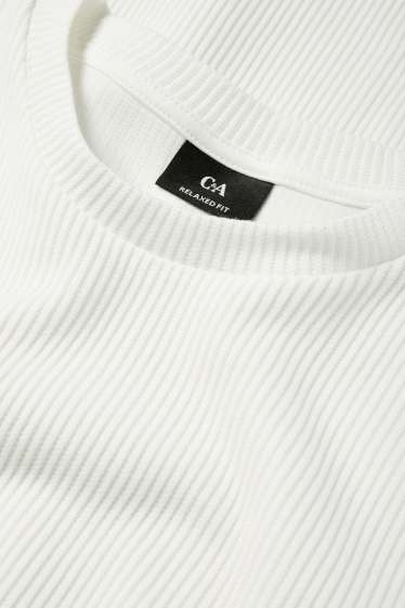 Herren - T-Shirt - Relaxed Fit - gerippt - weiss