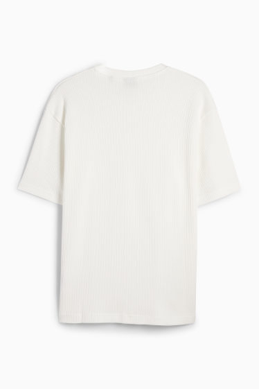 Herren - T-Shirt - Relaxed Fit - gerippt - weiss